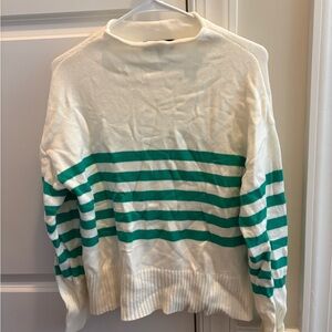 Striped Green and White Women's Sweater
